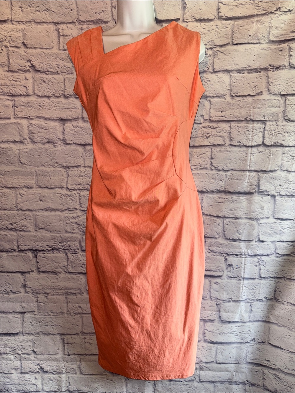 Sleeveless Coral Midi Sheath Dress